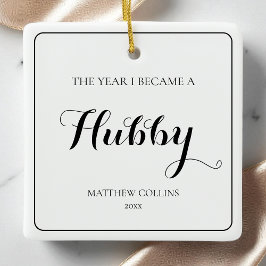 Ornamento De Cerâmica Marido de Natal Preto e Branco Simples