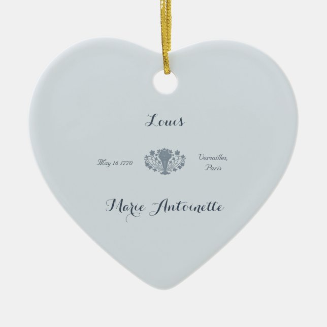 Ornamento De Cerâmica Marie Antoinette Wedding Rococo Dusty Blue (Frente)