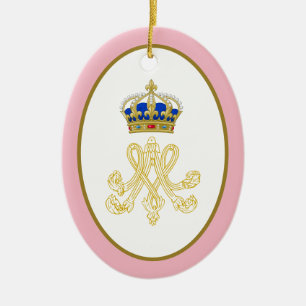 Ornamento De Cerâmica Marie Antonieta Real Monograma