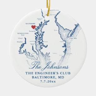 Ornamento De Cerâmica Marinho de Mapa Baltimore MD Foto de Natal