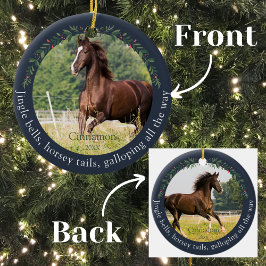 Ornamento De Cerâmica Marinho Jingle Bells Horsey Pet Horsey Natal