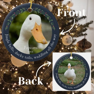 Ornamento De Cerâmica Marinho Jingle Bells Pet Duck Natal