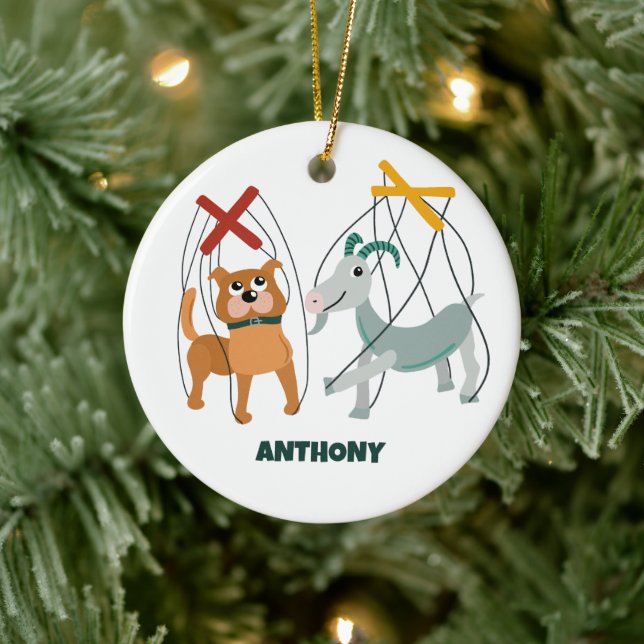 Ornamento De Cerâmica Marionette Puppeteers Cute Personalizados (Árvore)