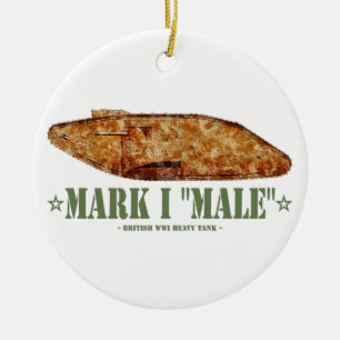 Ornamento De Cerâmica Mark I Male World War One British Heavy Tank WI