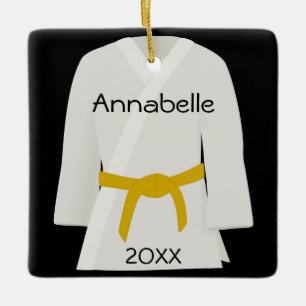 Ornamento De Cerâmica Martial Arts Yellow Belt Ornament