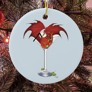 Ornamento De Cerâmica Martini Fantasy Red Dragon