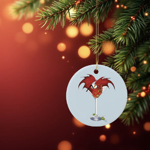 Ornamento De Cerâmica Martini Fantasy Red Dragon