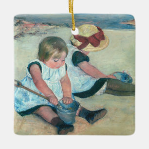 Ornamento De Cerâmica Mary Cassatt - Crianças Brincando na Praia