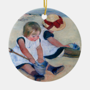 Ornamento De Cerâmica Mary Cassatt Crianças Brincando na Praia 1884