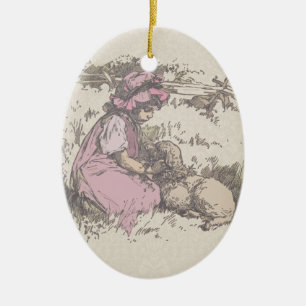 Ornamento De Cerâmica Mary tinha um pequeno Rhyme de cordeiro