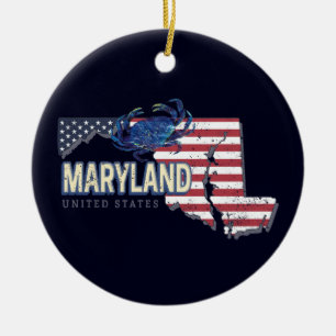 Ornamento De Cerâmica Maryland Estados Unidos - Retro State Map Vintage