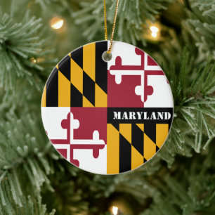 Ornamento De Cerâmica Maryland Flag Ornament, Natal, Maryland