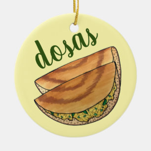 Ornamento De Cerâmica Masala Dosas Comida Sul da Índia Batata Dosa
