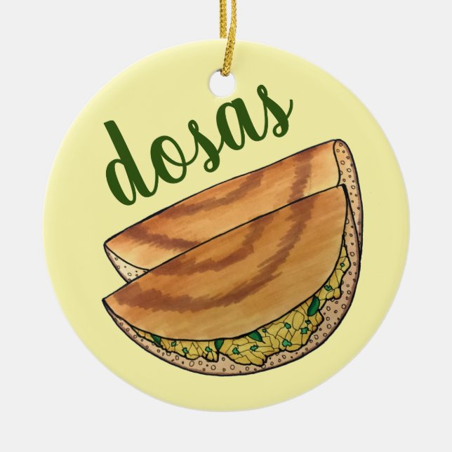 Ornamento De Cerâmica Masala Dosas Comida Sul da Índia Batata Dosa (Frente)
