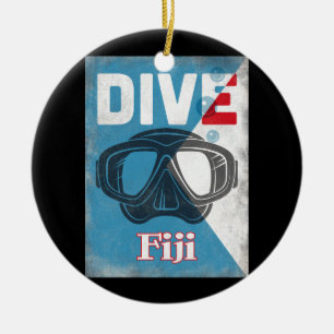 Ornamento De Cerâmica Máscara de mergulho em Fiji Vintage Scuba
