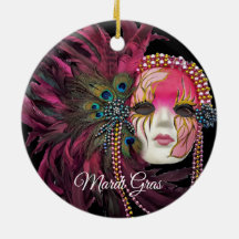 Máscara de miçangas, Penas e Mardi Gras