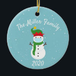 Ornamento De Cerâmica Máscara de Natal Personalizada Snowman 2020<br><div class="desc">Esta design foi criada através da arte digital. Pode ser personalizada na área fornecida ou personalizada alterando a foto ou acrescentando suas próprias palavras. Entre em contato comigo em colorflowcreations@gmail.com se você quiser usar este design em outro produto. Compre minha pintura de acrílico abstrato original para venda em www.etsy.com/shop/colorflowart. Veja...</div>