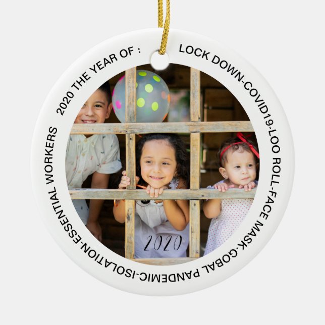 ORNAMENTO DE CERÂMICA MÁSCARA DE ROSTO 2020 COM BLOQUEIO GOBAL (Frente)