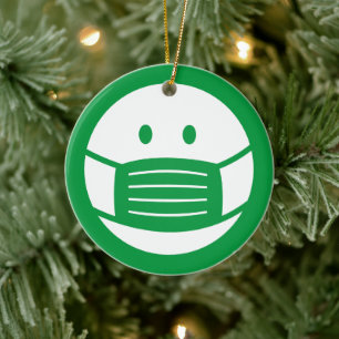Ornamento De Cerâmica Máscara de rosto ícone emoji sorridente ornament