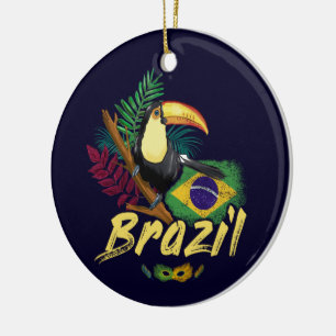 Ornamento De Cerâmica Máscara de Samba da Bandeira do Papagaio Vintage d