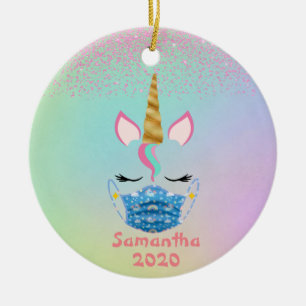 Ornamento De Cerâmica Máscara de unicórnio personalizada 2020 Arco-íris