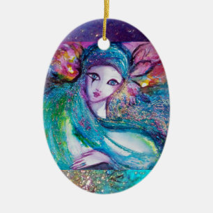 Ornamento De Cerâmica MÁSCARA EM AZUL, Monograma