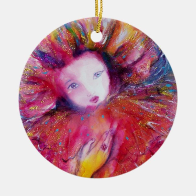 Ornamento De Cerâmica MÁSCARA EM VERMELHO, Monograma (Frente)