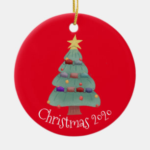 Ornamento De Cerâmica Máscara Facial de Natal Árvore Covid 2020