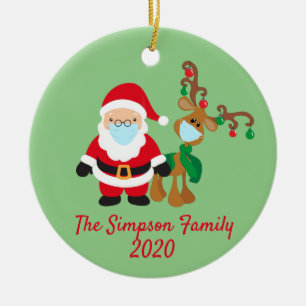 Ornamento De Cerâmica Máscara Facial de Natal Papai Noel Rena