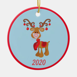 Ornamento De Cerâmica Máscara Facial de Natal Rudolph Rena 2020