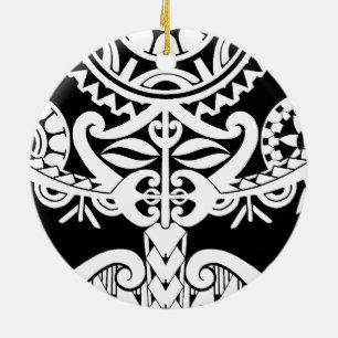 Ornamento De Cerâmica Máscara polinésia tribal preta pesada corajosa d