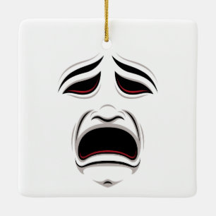 Ornamento De Cerâmica Máscaras de Teatro de Comédia e Tragédia