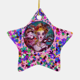 Ornamento De Cerâmica MÁSCARAS E CONFETTI DE MASCARADA VENETINA namorado