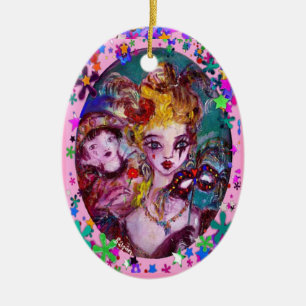 Ornamento De Cerâmica MÁSCARAS E CONFETTI DE MASCARADA VENETINA namorado