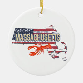 Ornamento De Cerâmica Massachusetts United States Retro Map Vintage EUA
