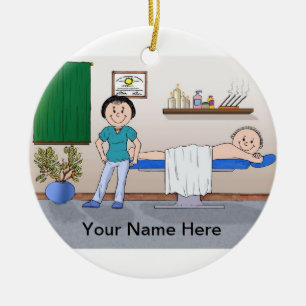 Ornamento De Cerâmica Massage Therapist - Mulher, Cliente Masculino