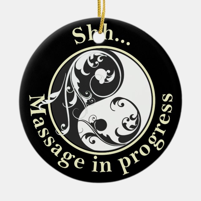 Ornamento De Cerâmica Massagem em Andamento Yin Yang Door Hanger (Frente)