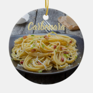 Ornamento De Cerâmica Massas de espaguete Carbonara com Bacon e Parmesã