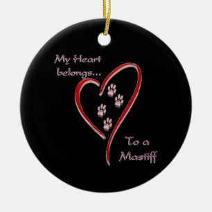 Ornamento De Cerâmica Mastiff Heart Pertence Chaveiro