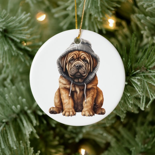 Ornamento De Cerâmica Mastiff Mastiff Art Personalizado (Árvore)