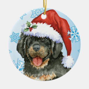 Ornamento De Cerâmica Mastiff tibetano feliz de Howlidays