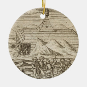 Ornamento De Cerâmica Matança do grupo e ursos do descascamento, fora d
