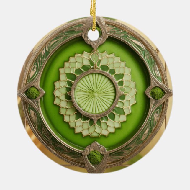 Ornamento De Cerâmica Matcha Latte Prism Cerâmica Ornament (Traseira)