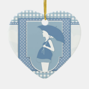 Ornamento De Cerâmica maternidade azul