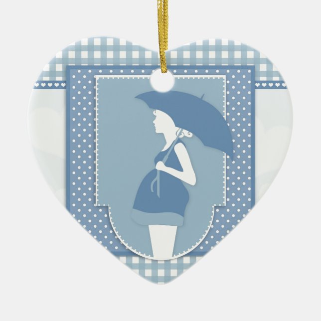 Ornamento De Cerâmica maternidade azul (Frente)