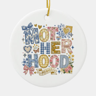 Ornamento De Cerâmica Maternidade Coquette Laços Florais Mamãe Mãe