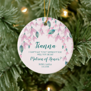 Ornamento De Cerâmica Matriz De Honra Personalizada Proposta Rosa Floral