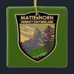 Ornamento De Cerâmica Matterhorn Suiça Art Vintage<br><div class="desc">Matterhorn num estilo de arte vetorial. O Matterhorn é uma montanha dos Alpes,  que transpõe a principal margem de flutuação e a fronteira entre a Suiça e a Itália</div>