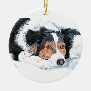 Ornamento De Cerâmica Mattie border collie