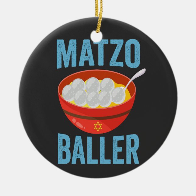 Ornamento De Cerâmica Matzo Baller Funny Golf Hanukkah Holiday Gift (Frente)